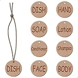 Organize Your Home with 8 Handmade Wooden Labels for Bottles - Dish, Hand, SOAP, Lotion, Shampoo, Co