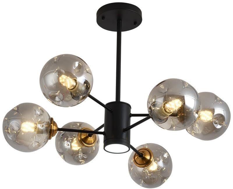 Lustre moderne en métal ambre et verre à bulles pour plafond élégant