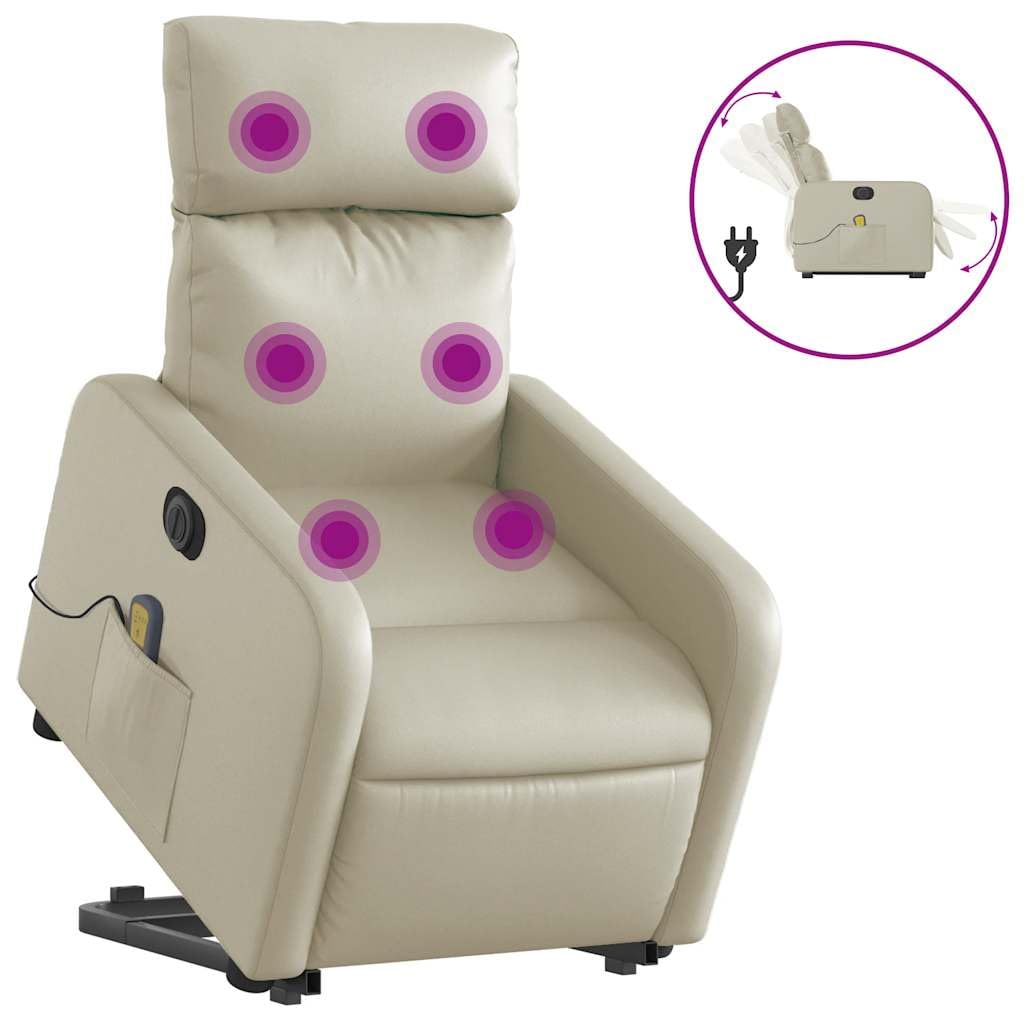 Sillón elevador eléctrico reclinable con masaje por vibración, 6 puntos de masaje, función elevación e inclinación hasta 135°, estructura estable de madera