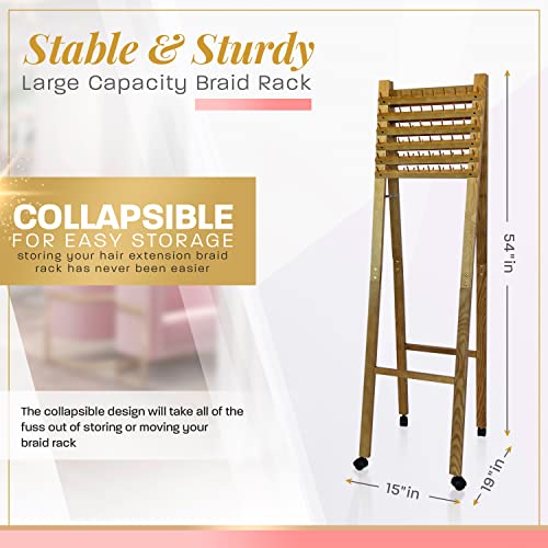 Premium Braiding Hair Rack Wooden Hair Braiding Rack with 120 Pegs