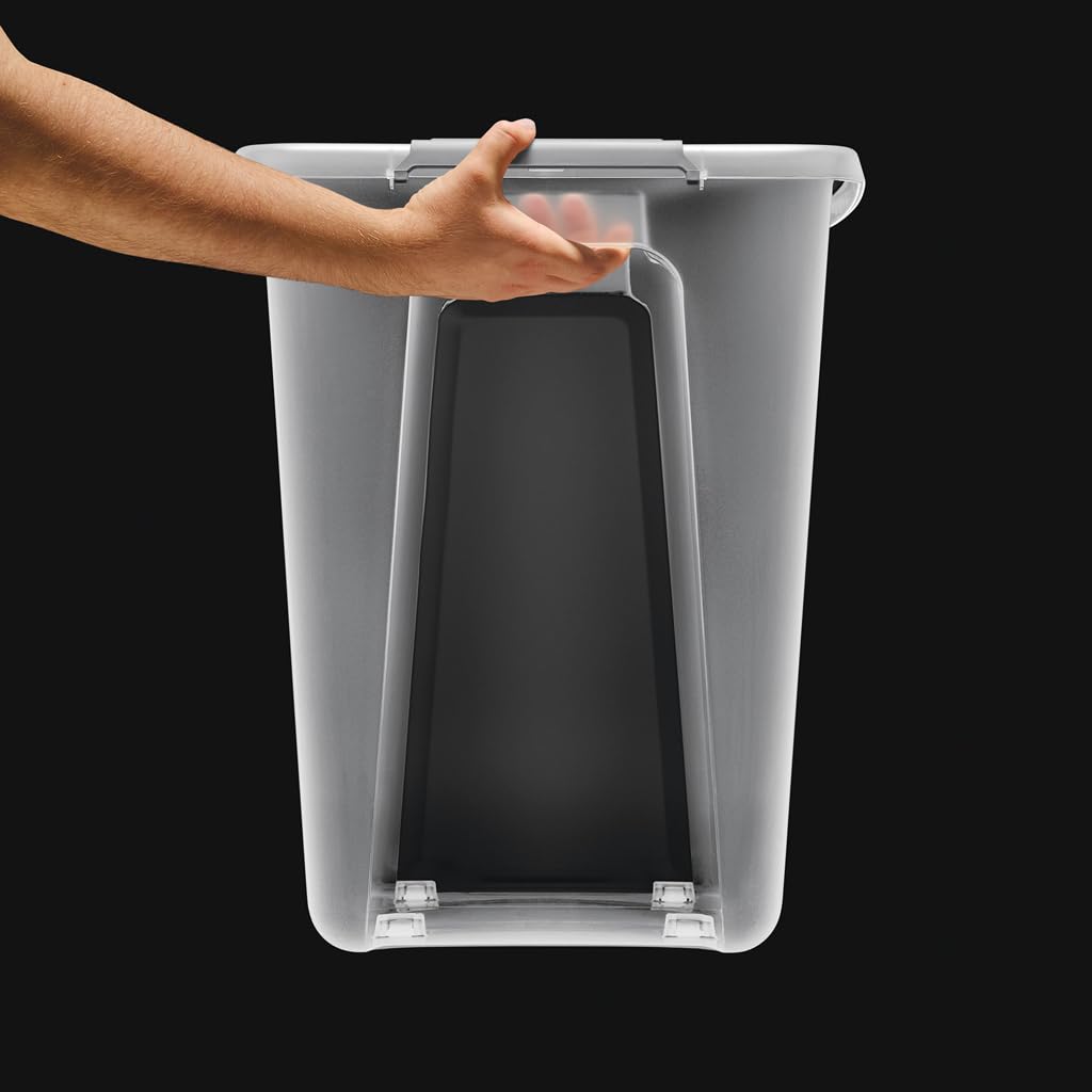 Kreher® Aufbewahrungsbox mit Deckel (4x73L) Robuste Transportbox, Kleiderbox, Kunststoffbox mit Deckel und Rollen, Stapelbar, lebensmittelecht und BPA-frei! Aus Kunststoff in Transparent.