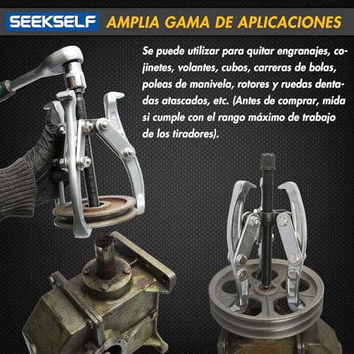 Extractor de engranajes ajustable de 3 a 8 pulgadas con garras intercambiables y llave 3
