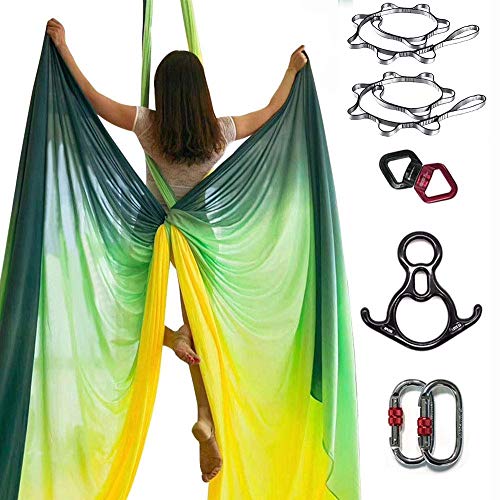 Physical Aerial Yoga Hammock Set Aerial Silk Yoga Set Safe Deluxe Aerial Kit Antigravity yoga Swing (Color : A, Size : 2.8m*8m)