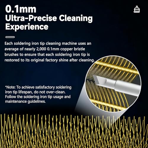 Limpiador de puntas de soldador motorizado, limpiador automático de puntas de soldadura con cepillo de cobre ultrafino, 3000 RPM para puntas compactas de soldador de latón