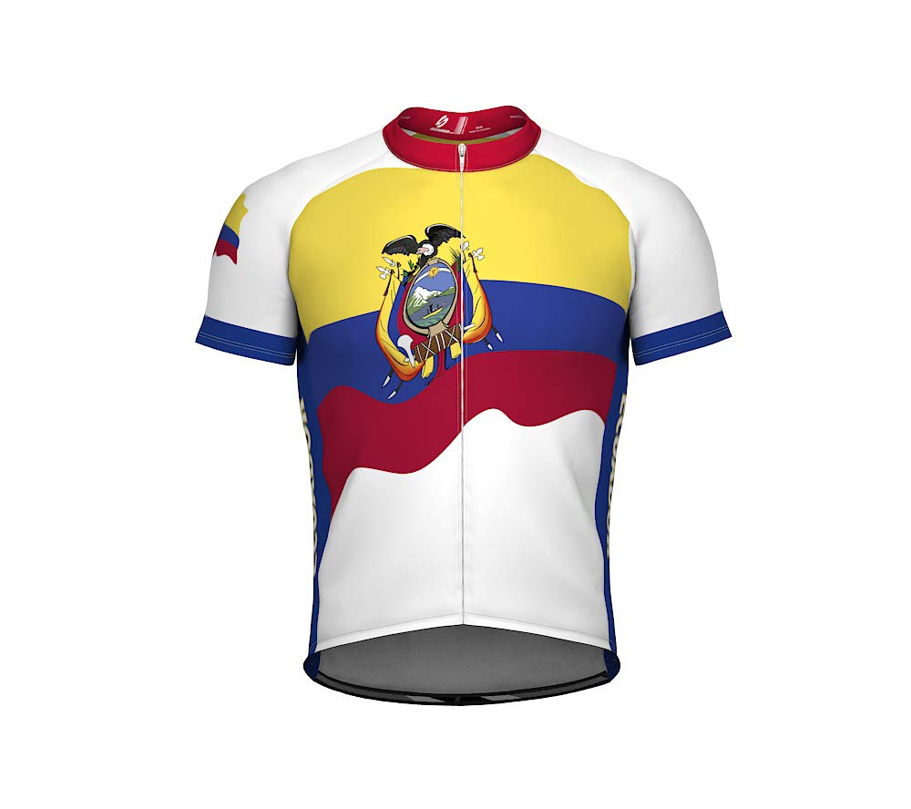 ScudoPro Ecuador Emblem Full Zipper Bike Short Sleeve Cycling Jersey for Women - Size L Multicolored