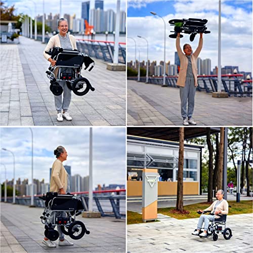 Cadeira De Rodas EléTrica DobráVel (Apenas 28 Lbs/12,5 Kg), Com Joystick De 360°, Carga: 100 Kg/220