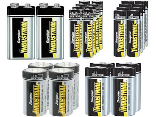 8 AA + 8 AAA + 4 C + 4 D + 2 9 Volt Energizer Industrial Alkaline Battery Combo