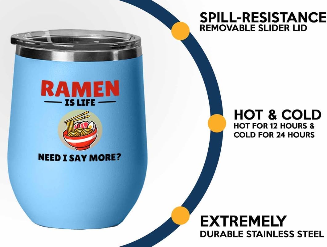 Ramen Lover Blue Edition Wine Tumbler 12oz - is life need - Food Lovers chicken pumpkin vegan pantry spicy noodles image 3