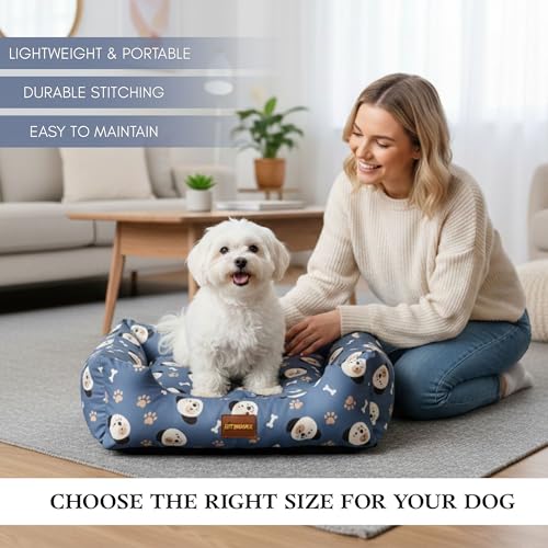 Image of SITSNOOZE XL Dog Bed (20 to 30kg) for Labrador, Golden Retriever, Husky - Orthopedic Sofa Mattress, Washable Heavy Duty Pet Lounger Cushion, Waterproof Non-Slip Calming Bed (Multi Blue, XL)