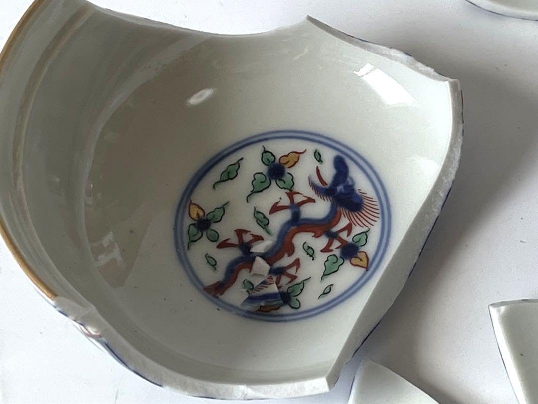 古伊万里　色絵茶碗　金継ぎ Amazon.co.jp: 骨董 アンティーク 金継ぎ用 色絵 古伊万里 龍