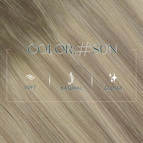 Image of Easyouth Hair Extensions Sew in, Weft Human Hair Extensions, 20 Inch 100G, Ash Blonde Ombre Sunkissed Blonde, Ombre Remy for Daily Activities, Soft Invisible