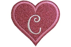 Glittery Iron-On Patch - Custom Initial on Embroidered Felt Heart