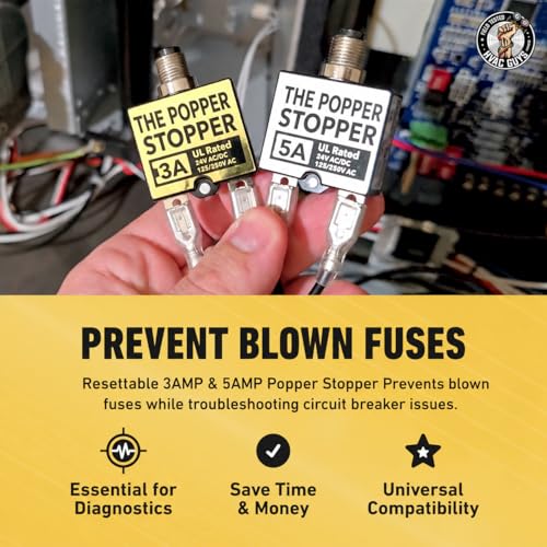 Image of HVAC Guys Popper Stopper | HVAC Circuit Tester | 3 AMP & 5 AMP Fuses | Fuse Tester for Circuit Breaker - UL Rated 24V AC /DC & 125 /250V AC