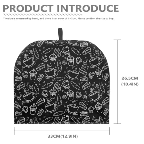 Image of Tea Cozy Insulated Warming Tea Pots Cosy Tea Cozies Creative Kitchen Accessory Teapot Dust Cover Tea Kettle Quilt for Home Indoor Tabletop Decoration, Coffee Bread Black