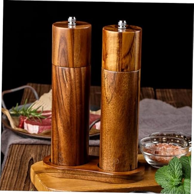 Ciieeo Manual Pepper and Salt Mill Set Handheld Grinder with Ceramic Core for Spices Design Elegant Kitchen Accessory for Fresh Seasoning and Flavor Enhancement