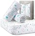 MYDEANI Fitted Crib Sheets Set 2 Pack 100% Jersey Knit Cotton for Baby Boys and Girls with Lovely Animals Prints in White, Gray and Mint, Standard Crib Mattress Topper