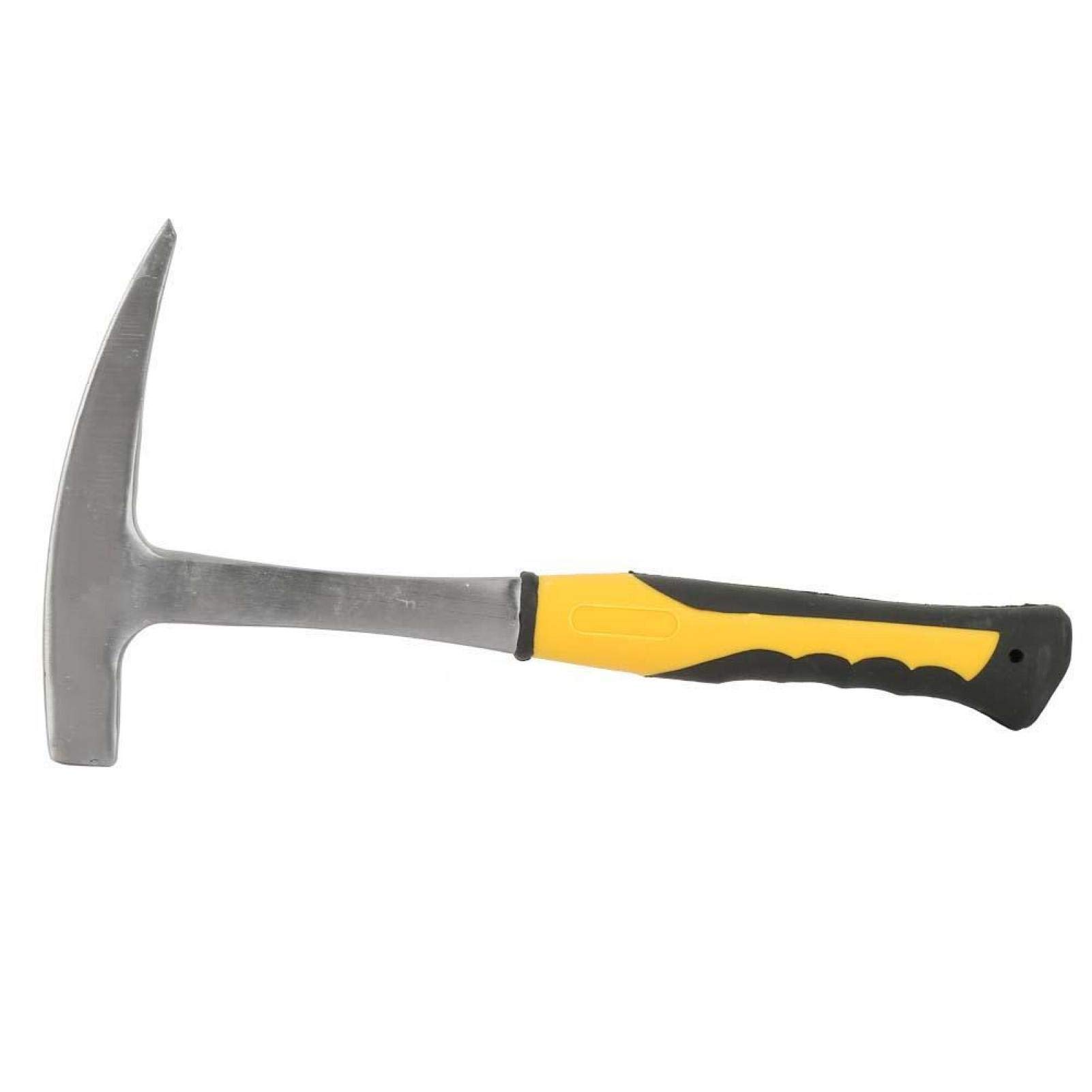 Martillo Geológico de Doble Cabeza Martillo de Exploración Martillo Puntiagudo de Cabeza Plana Empuñadura de Goma con Mango Amarillo, Superficie Pulida, 804-1028 G(L)