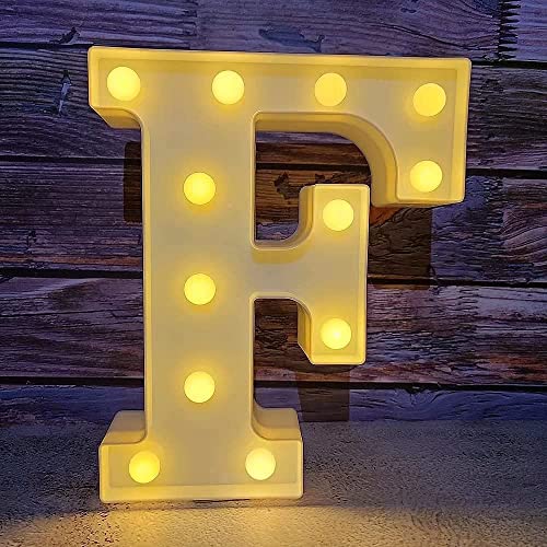 Image of LED Letter Lights Sign Light Up Letters Sign for Night Light Wedding /Birthday Party Battery Powered Christmas Lamp Home Decoration (Letter-F)