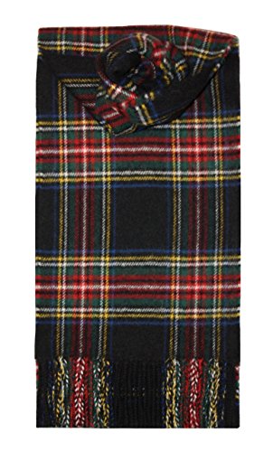Stewart Black Tartan Scarf Modern Lambswool