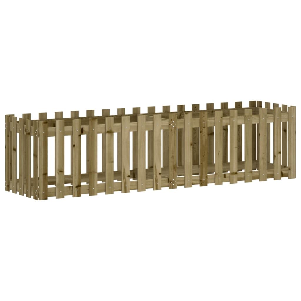 Bancal alto de 200 x 50 x 50 cm de pino a presión, moderno diseño de valla resistente y duradero para balcón, jardín y bancal elevado