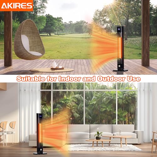 Akires Indoor Outdoor Patio Heater,1500W Electric Infrared Heater,Portable Space Radiant Tower Heater thumb #5