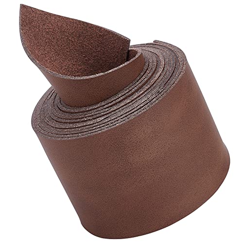 GORGECRAFT Full Grain Leather Straps 1.5 Inches Wide 78 Inches Long Single Sided PU Leather Strip for DIY Crafts Projects Clothing Jewelry Wrapping Making Bag Strap(Dark Brown