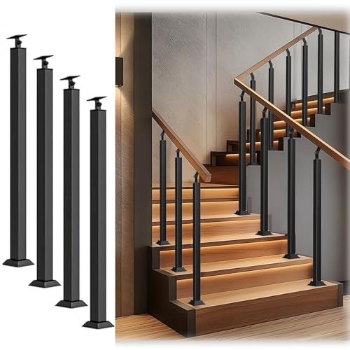 Rambarde d'escalier réglable fer forgé extérieur intérieur 4 poteaux
