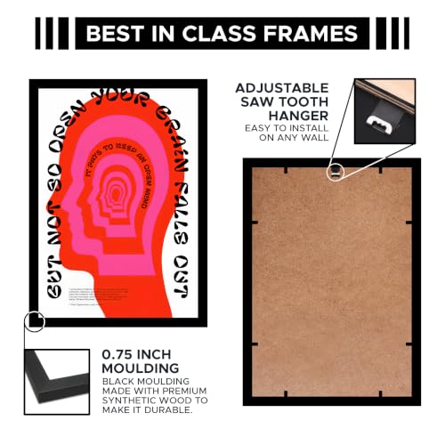 Image of Open Mind Abstract Premium Framed Wall Poster (12x18 Inch) | Pink & Red Mindfulness Wall Art | Modern Inspirational Decor for Bedroom, Living Room, Office, Study & Workspace | Ready-to-Hang Frame