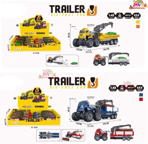 Image of 1:43 Metal Toys Alloy Diecast Truck Set Toy, Diecast Miniature Car Model (1:43 Car & Wooden Transport Truck)
