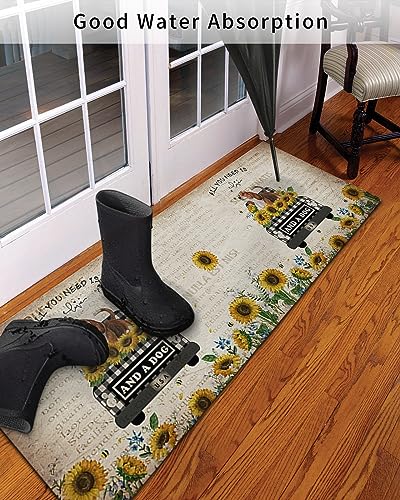 Front-Door-Mat-Farmhouse-Truck-Load-Sunflower-and-Dog-Old-Newspaper-Indoor-Outdoor-Entrance-Doormat-Washable-Floor-Mats-for-Front-Door-Bathroom-Kitchen-Runner-Rugs-24×71-Inch Front Door Mat Farmhouse Truck Load Sunflower and Dog Old Newspaper Indoor Outdoor Entrance Doormat Washable Floor Mats for Front Door Bathroom Kitchen Runner Rugs 24×71 Inch