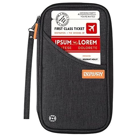 defway Family Passport and Document Holder - RFID Blocking Passport Wallet, Airplane Travel Accessories, Holiday Essentials for Men Women (Black, Large) Cover