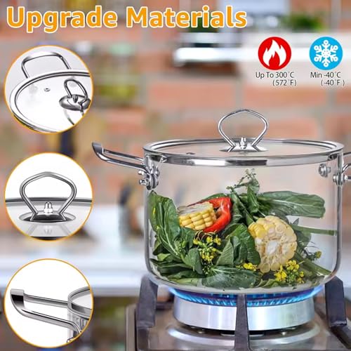 Marmite transparente de 4 L avec couvercle casserole en verre grand format - 7