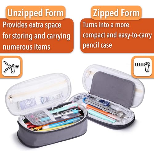 Image of Mr. Pen- Pencil Case Large, Fabric Pencil Pouch Large, Grey, Pen Bag, School Supplies, Pencil Pouch Cute (Pack of 2)