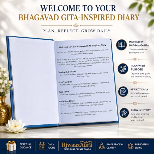 Image of Daily Diary | Day To Day Planner | Krishna Learnings | Daily Goals & Self-Assessment | Krishna Diary |Motivational Journal | Inspired By Bhagvad Gita