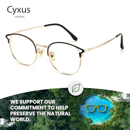 Image of Cyxus Blue Light Blocking Glasses Round Metal Frame Computer Glasses | Blue light blocking glasses featuring round metal frame, comfortable fit and versatile use for work, study and entertainment