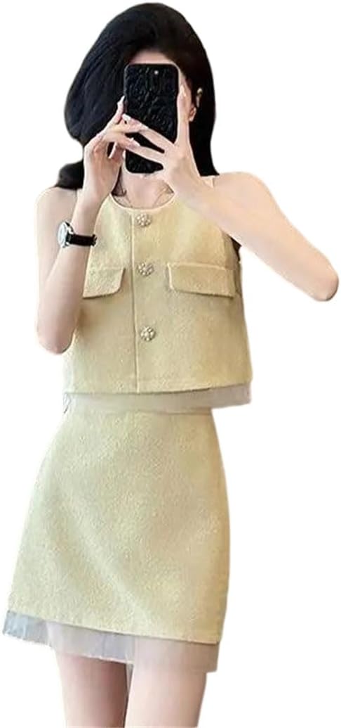 Women Two Piece Set Lace Patchwork Top Mini Skirt Casual Outfit