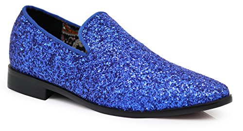 Image of SPK04 Men's Vintage Glitter Dress Loafers Slip On Shoes Classic Tuxedo Dress Shoes