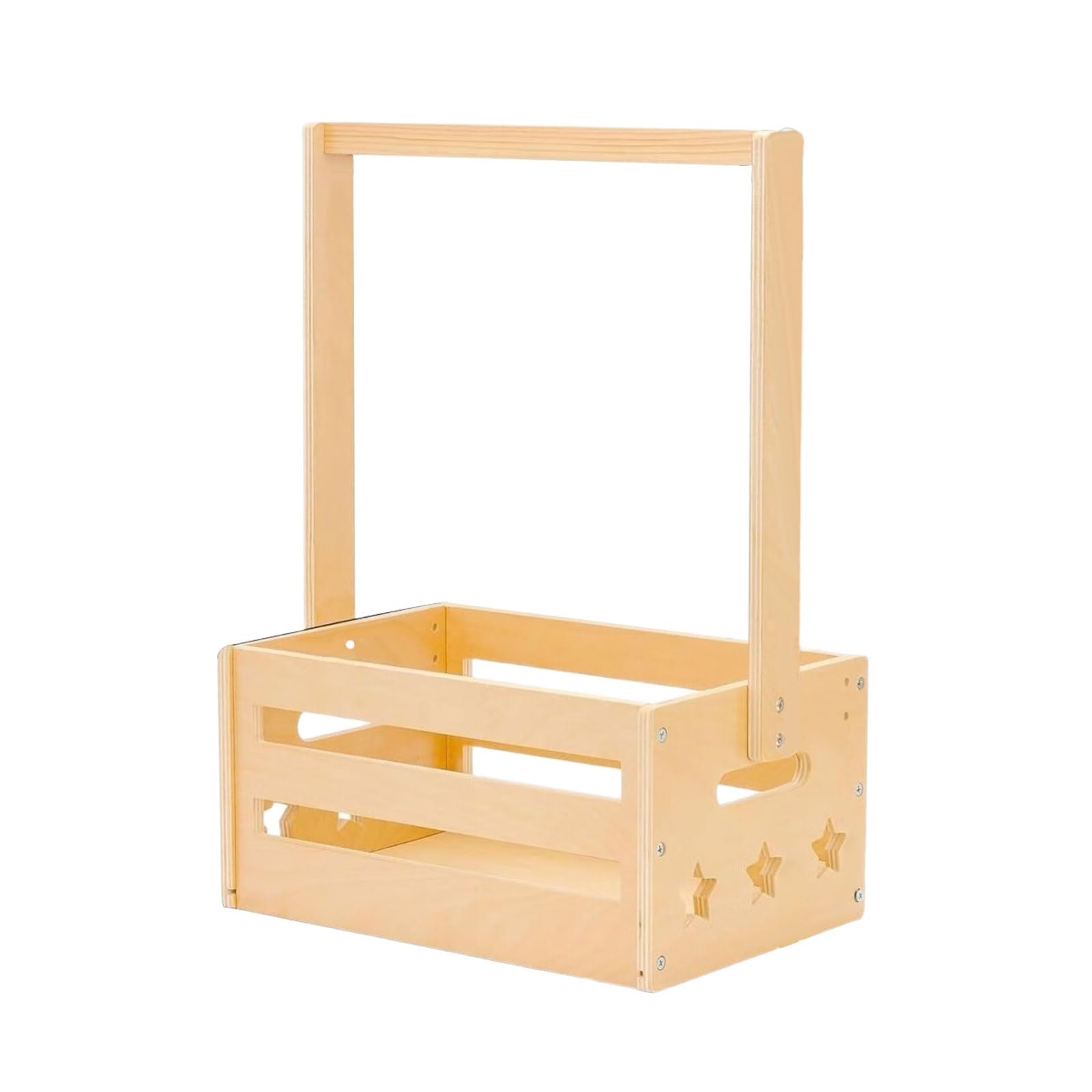 Carotoe A Closet Storage Crate With Long Handle Wooden Nursery Organiser Clothes Hanging Basket Party Decoration Wooden Baby Storage For Nursery