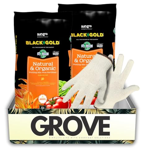 Black Gold Organic All Purpose Potting Mix 16 qt Bundle with Work Gloves – Nutrient-Rich Soil for Indoor and Outdoor Plants – Gift Set (3 Items)