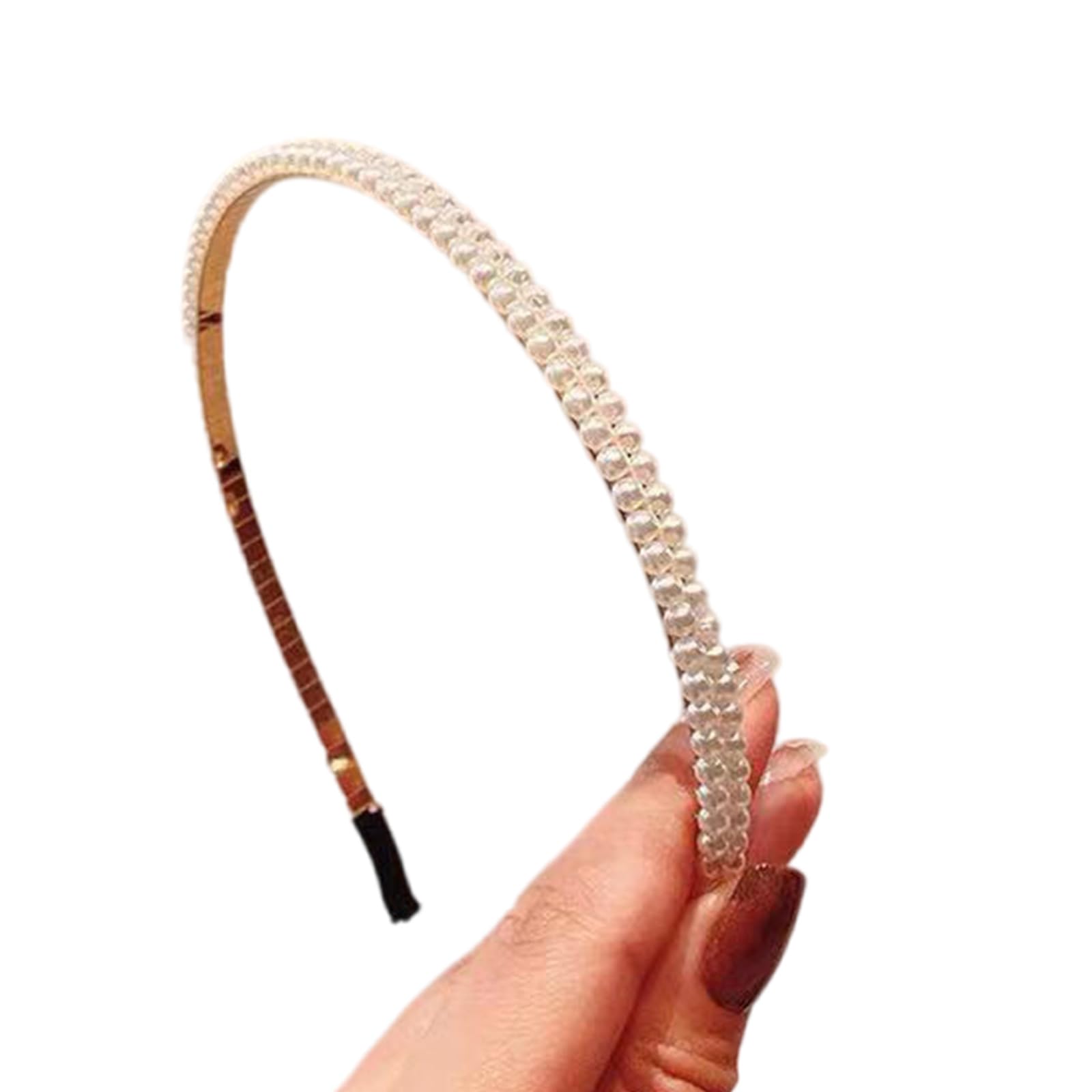 MICFENY Korean Styles Acrylic Rhinestones Hairband With Faux Pearls Decoration Secure Grip Lightweight For Prom Event
