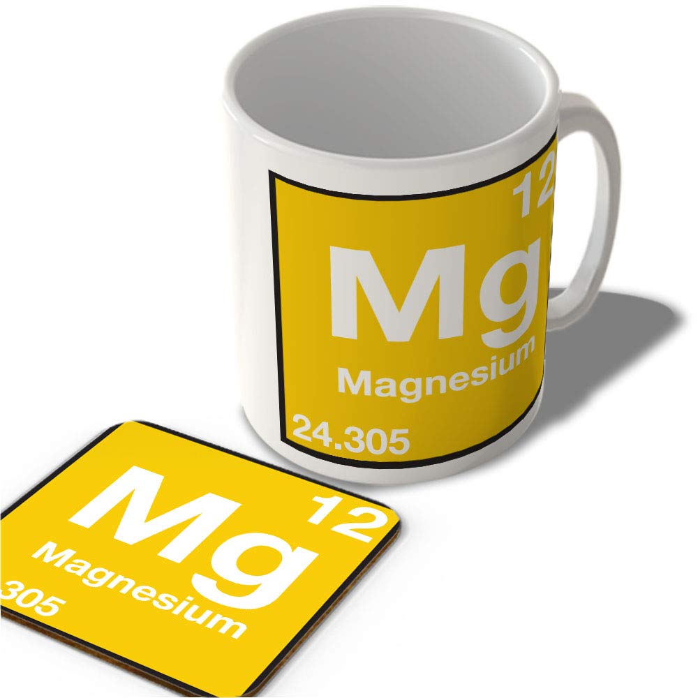 McMug - (12 Magnesium - Mg - Periodic Table Mug and Coaster Set, Ceramic, 11fl.oz.