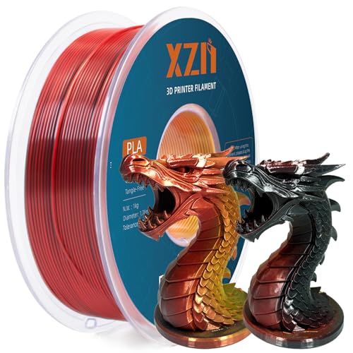 Image of Tri Color Silk PLA 3D Printer Filament, Rainbow Silk PLA Filament 1.75mm, + /- 0.02mm Accuracy, No Clog /Bubble, Durable, Vacuum Sealed, Fits Most FDM Printers, 1KG Spool - Red /Gold /Black