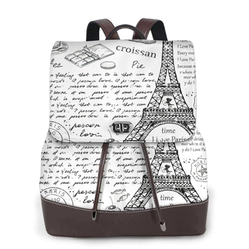 Sac à dos en cuir noir Tour Eiffel une finition premium pour vos voyages