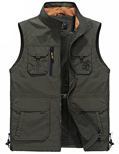 Flygo Men's Utility Outdoor Multi Pockets Fishing Photo Journalist Sports Vest