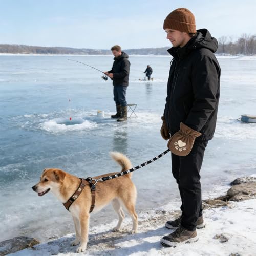 Winter Dog Lead | 20,66 cm Handwärmer, wärmeisolierend, wasserdicht, winddicht, Samt, Stoff, TPU, Sicherheitsleine für Hunde | Winter Outdoor Cold Weather Puppy Pet Owners