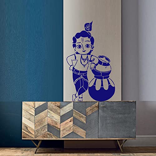Image of Kayra Decor Stencil for Wall Painting - Krishna Lord Design Pack of 1, 24 inch x 40 inch - (KDS36019)