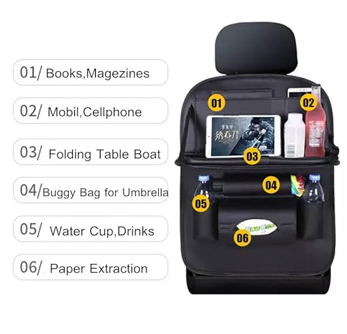 Eaq 2 Pack Car Back Seat Organizer With Foldable Table Tray, Pu Leather Car Back Seat Organizer For Babies Toys Storage With Foldable Dining Table Holder Pocket #TOP3
