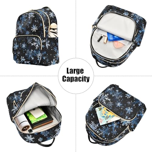 Image of ALAZA Blue Snowflakes Winter Mini Backpack Purse for Women Travel Bag Fashion Daypack Back Pack Shoulder Bag