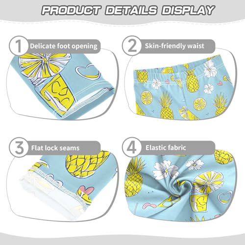 ALAZA Girls' Leggings Children's Yoga Pants Skinny Printed Dance Yellow Pineapple Blue Comfortable 4T2