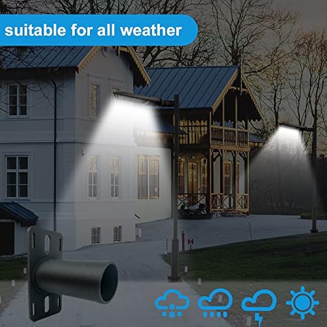 2 Pack Tenon Slip Fitter Adapter 90 Degree Bracket for Outdoor Lights - Black Metal Pole Barn Shoebox Led Parking Lot Wall Mount Arm Rustproof Rainproof (2PCS-2-3/8 Inch)